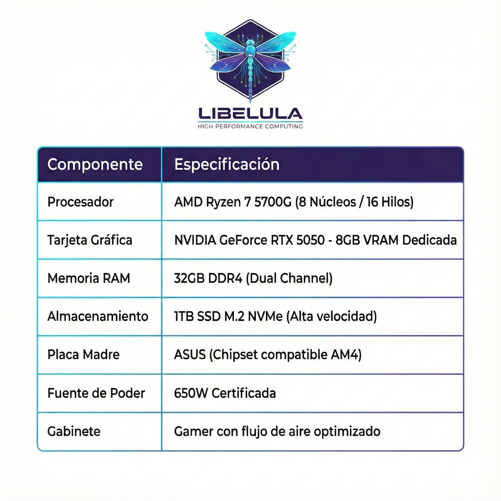 PC Gamer Pro | AMD Ryzen 7 5700G | NVIDIA RTX 5050 8GB | 32GB RAM DDR4 | 1TB SSD M.2