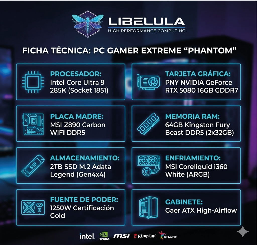 PC Gamer High-End "Phantom": Intel Core Ultra 9 285K | RTX 5080 16GB GDDR7 | 64GB Fury Beast | 2TB SSD